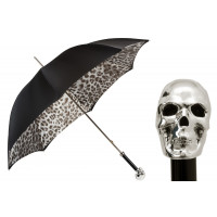 Pasotti 葩莎帝  黑色伞面 斑点内饰 银色骷髅头手柄 意式手工伞