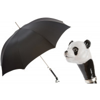 Pasotti 葩莎帝黑色伞面 可爱熊猫手柄 意式手工伞 