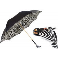 Pasotti 葩莎帝 黑色伞面斑马条纹内饰 搪瓷斑马手柄 晴雨伞