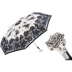 Pasotti葩莎帝  玫瑰花丛伞面 银色玫瑰手柄 晴雨伞