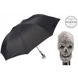 Pasotti 葩莎帝 黑色伞面 银色钻石骷髅手柄 折叠雨伞