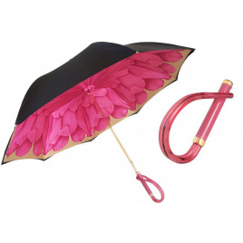 Pasotti葩莎帝  黑色伞面 紫红色内饰 紫红色树脂手柄  女士晴雨伞