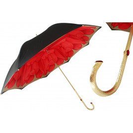 Pasotti 葩莎帝 黑色伞面红色花纹内饰 意式手工伞