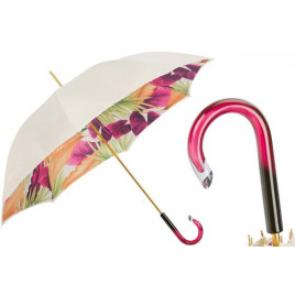 Pasotti 葩莎帝 白色伞面内饰热带风情 复古手柄 晴雨伞