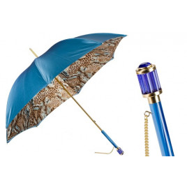 Pasotti 葩莎帝 蓝色伞面动物皮纹内饰 蓝色手柄  晴雨伞