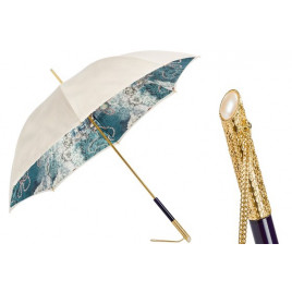 Pasotti 葩莎帝 珍珠手柄双层蓝色内饰长柄遮阳伞-米白色