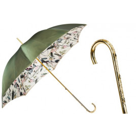 Pasotti 葩莎帝 意大利橄榄绿花朵伞面复古手柄晴雨伞
