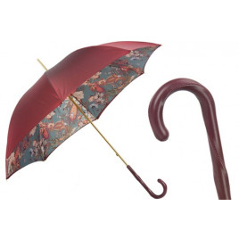 Pasotti 葩莎帝 红色伞面经典勃艮第内饰 复古手柄 晴雨伞