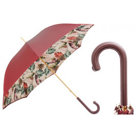 Pasotti 葩莎帝 红色伞面波尔多热带内饰 复古手柄 晴雨伞