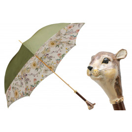Pasotti 葩莎帝 绿色伞面 森林花朵内饰  松鼠手柄 动物性折叠伞