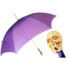 Pasotti 葩莎帝女士 紫色伞面 金色骷髅头手柄 晴雨伞