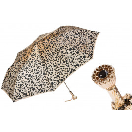 Pasotti 葩莎帝 女式豪华豹纹伞面 复古手柄 折叠伞