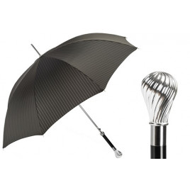 Pasotti 葩莎帝 蓝色条纹伞面 银色旋钮手柄 手工定制 经典雨伞