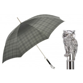 Pasotti 葩莎帝 灰色纹理伞面 银色猫头鹰手柄 晴雨伞