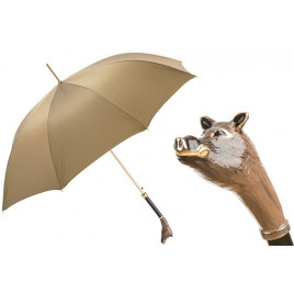 Pasotti 葩莎帝 棕色伞面 野猪手柄 晴雨伞
