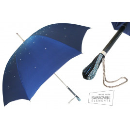 Pasotti葩莎帝  蓝色手动双层印花 施华洛世奇手柄 意式伞