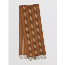 Burberry 博柏利 栗色棕色条纹围巾