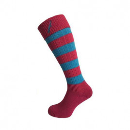 Hortons女士长筒袜-粉色&蓝绿色条纹