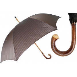 Pasotti 葩莎帝 经典条纹栗色伞面 栗子手柄 晴雨伞