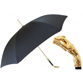 Pasotti 葩莎帝 黑色纹理伞面 金色灵提手柄 晴雨两用伞