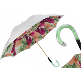 Pasotti 葩莎帝 白色伞面夏日风情内饰 绿色手柄 晴雨伞