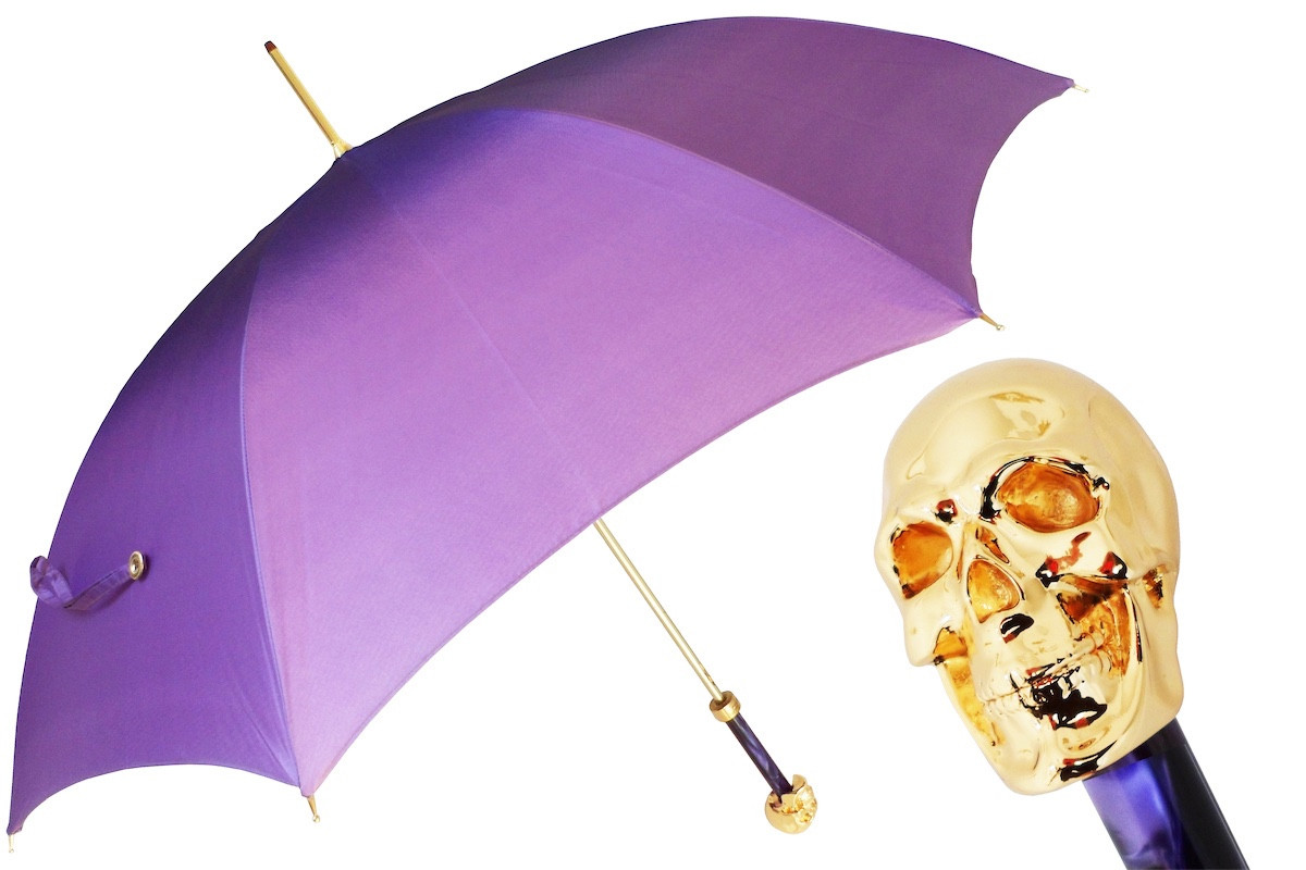 Pasotti 葩莎帝女士 紫色伞面 金色骷髅头手柄 晴雨伞