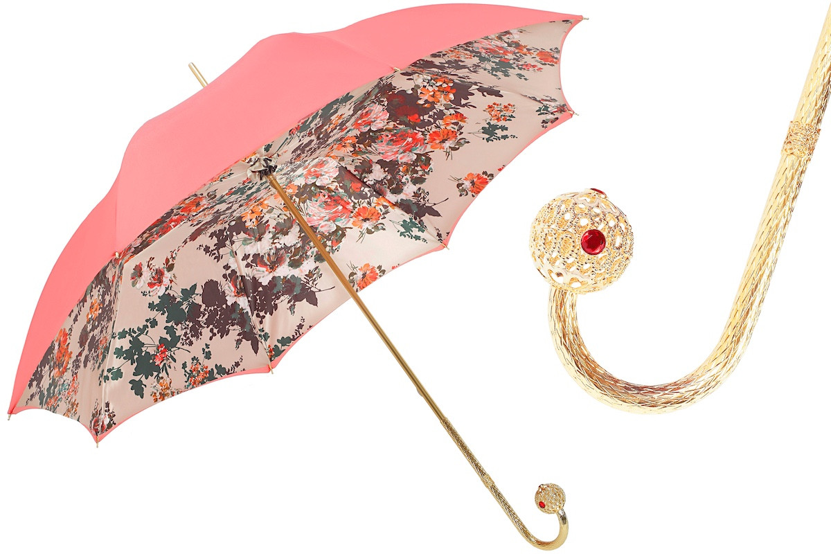Pasotti 葩莎帝 豪华大气粉色伞面花纹内饰 复古手柄 晴雨伞