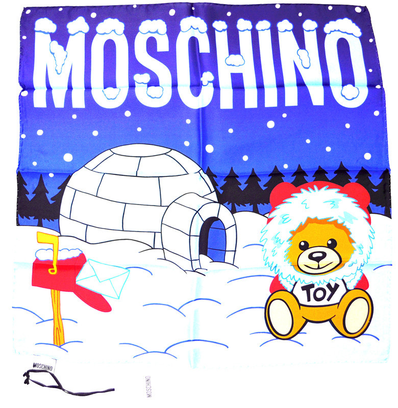 Moschino莫斯奇诺  雪屋主题围巾 - 蓝色