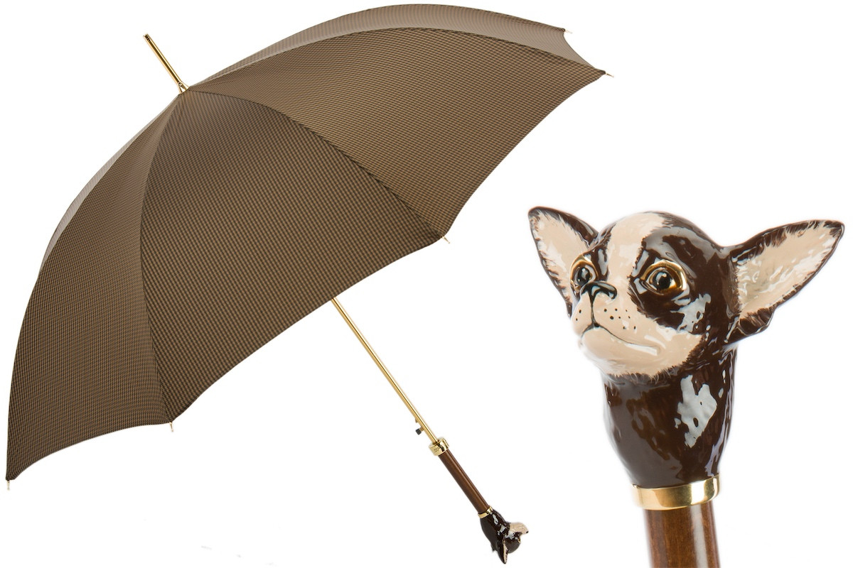 Pasotti 葩莎帝 深棕色伞面 吉娃娃手柄 长柄伞 