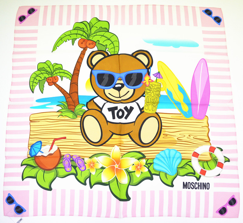 Moschino莫斯奇诺  岛上玩具熊丝巾 - 淡粉色